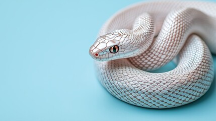 Fototapeta premium Captivating White Snake on Blue Background