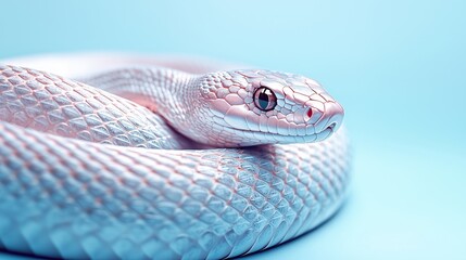 Fototapeta premium Serpentine Beauty of a Pink Snake on Blue Background
