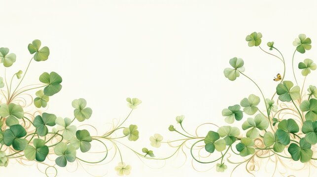 green four leaf clover border