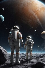Exploring the cosmos with astronauts on a distant planet