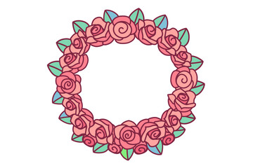 vector cute rose wreath isolated on white