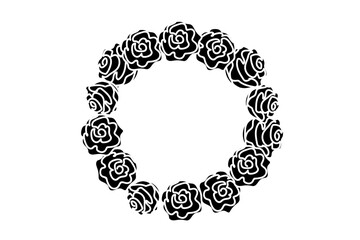 vector cute rose wreath isolated on white