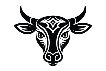 a cattle head  tribal animal art vector icon