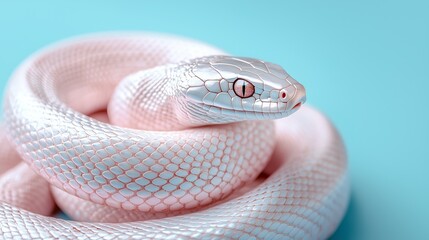 Fototapeta premium Captivating Pink Snake on Vibrant Blue Background