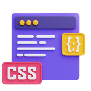PNG 3D css coding icon isolated on a white background
