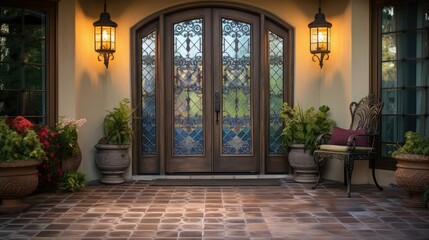 wroughtiron front door porch