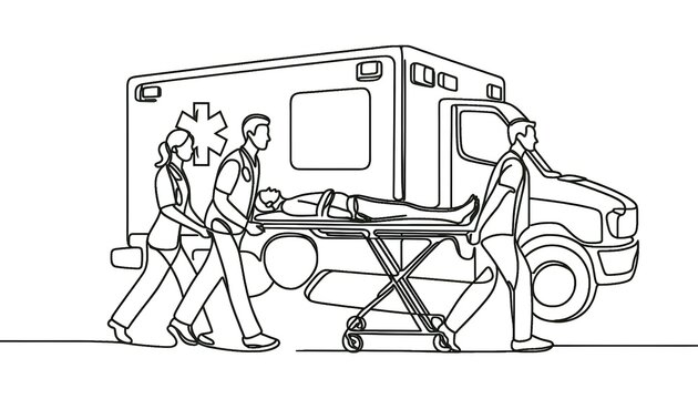 ambulance crew carrying patient on stretcher clip art preview