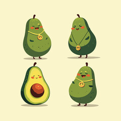 Funky avocado with a peace si  vector design