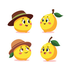 A set of smiling lemon with a funky ha vector design