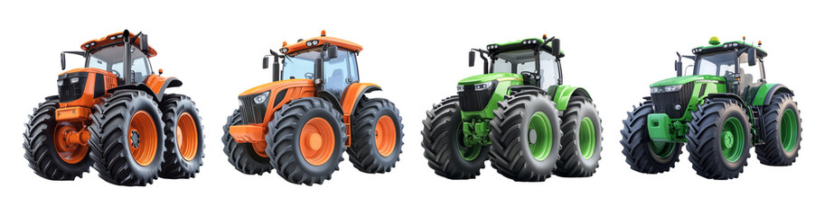 Obraz premium Isolated Tractors on Transparent Background for Design Use