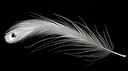 Obraz premium photo peacock feather black and white
