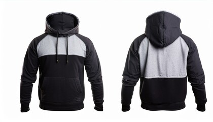 Hoodie Mock up, front and back isolated on white background