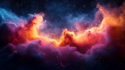 Fototapeta premium Vibrant nebula in deep space, cosmic clouds of gas and dust with stars.