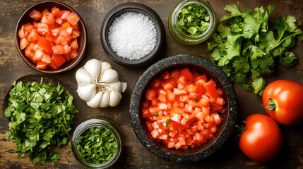 Rustic kitchen setup with vibrant cooking ingredients inviting culinary creativity and warmth
