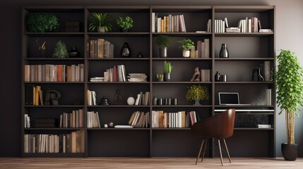 sleek home office bookshelf