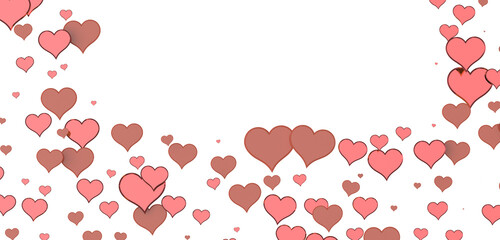 Love valentine background with red petals of hearts on transparent background in transparent PNG