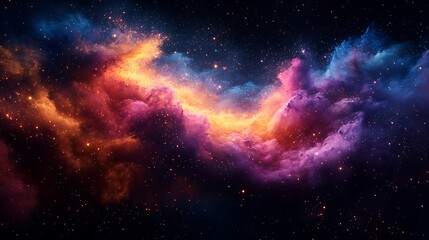 Vibrant nebula with cosmic dust and stars.
