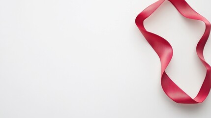 Elegant Red Ribbon on a Plain White Background