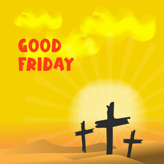 Good Friday background concept with Illustration of Jesus cross