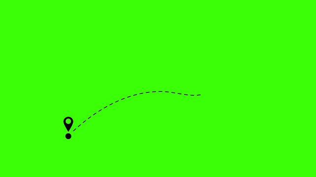 route location animated airplane maps location points 1 a and 2 b, travel path airplane map 4k looping green screen croma