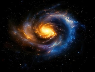 Obraz premium vivid cosmic scene with a spiral galaxy glowing against the deep blackness of space, vibrant colors swirling around a mystic void, evoking awe and the vastness of the universe