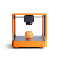 A 3D printer icon creating a simple object, all set against a white background.