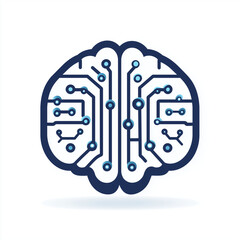 A stylized brain icon with circuit lines on a white background, representing artificial intelligence.