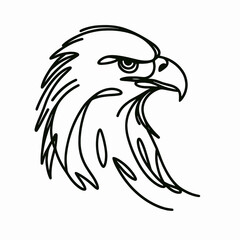 Obraz premium Minimalistic depiction of an eagle head in line art style, AI Generation