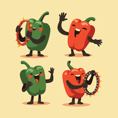 Groovy bell pepper with a tam  vector