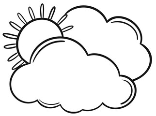 Hand drawn cloud and sun