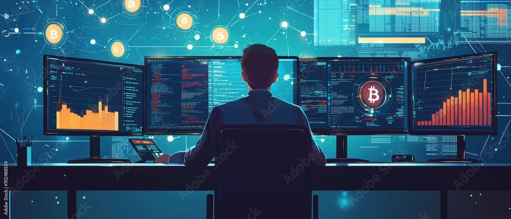 Poster digital graphics and blockchain analysis insights from a financial analyst's viewpoint