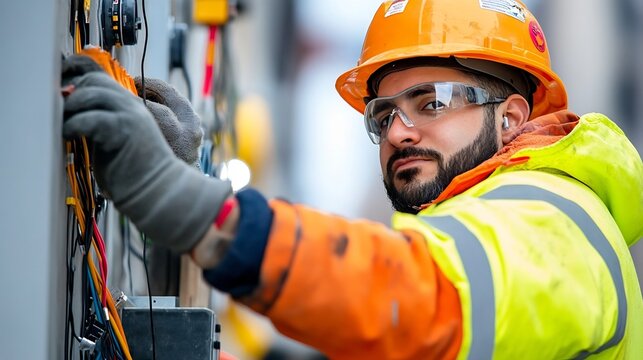 Cable Installation Technicians Connecting Fiber Optic Network in Urban Setting