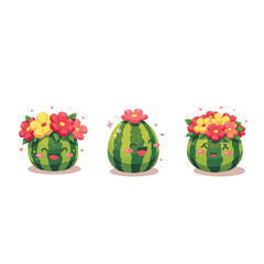A set of  funky watermelon with a flower vector design