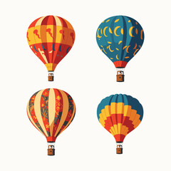 Naklejka premium Hot air balloon with swirls vector design