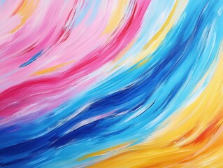 Fototapeta premium waves of color blend seamlessly in an abstract backdrop, radiating vibrant hues of blue, pink, and yellow, creating a dynamic atmosphere of energy and movement
