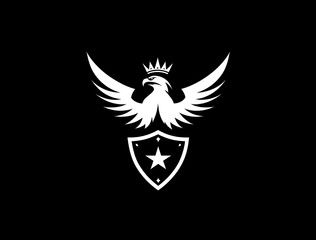 Obraz premium Majestic crowned eagle emblem with shield and star.