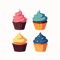 Groovy cupcake with swirled  vector @ illustration