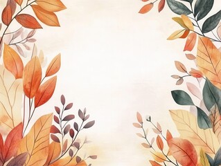 Obraz premium whimsical watercolor illustration featuring a vibrant autumn frame, adorned with falling leaves and warm hues, perfect for seasonal decor and celebrating nature's beauty in transition