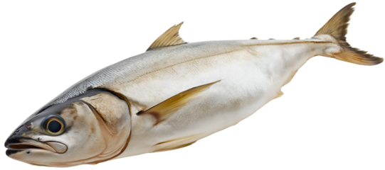 Fresh raw tuna fish isolated on white, healthy seafood ingredient closeup, marine albacore protein meal