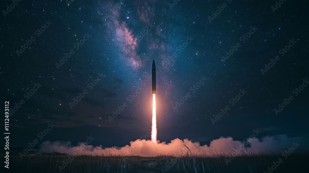 Canvas Prints launching a rocket at a space base, using a sky background.