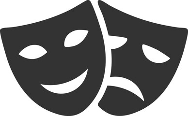 Comedy and Tragedy Masks. Masquerade Mask, Comic and Tragic Vector Icon for Theater or Carnival.
