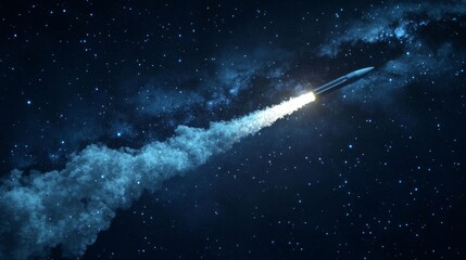 Naklejka premium Launching a rocket at a space base, using a sky background.