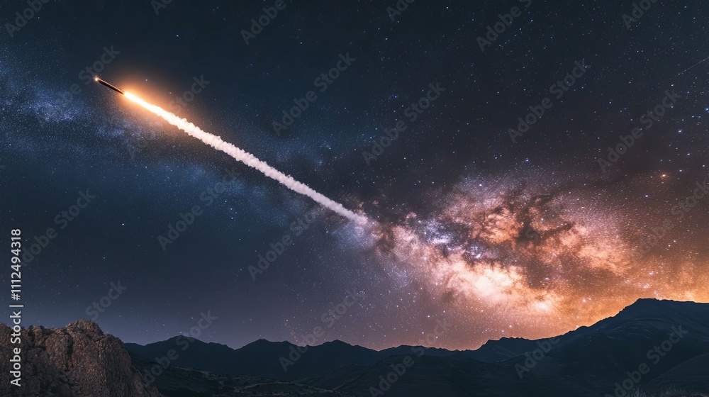 Canvas Prints launching a rocket at a space base, using a sky background.