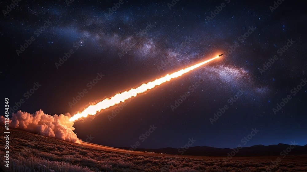 Canvas Prints launching a rocket at a space base, using a sky background.