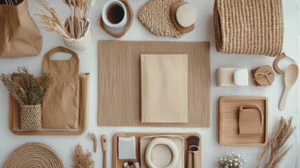 Design Curated display of eco-friendly products from various online stores, featuring natural materials and minimalist.