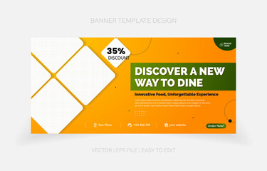 Template design restaurant banner promotion easy to edit with text effect in style panel