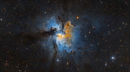 Fototapeta premium Bright regions of a nebula surrounded by the darkness of space creating a glowing contrast