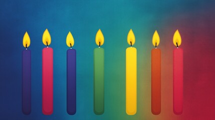 Kwanzaa Candle Celebration with Seven Colorful Unity Symbols on Rich Gradient Background for Cultural and Festive Season Design