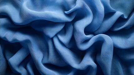 Obraz premium Draped Blue Fabric Showing Textured Surface
