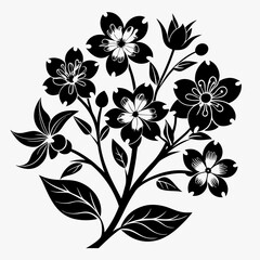 Blooming Blossom vector silhouette black design white background